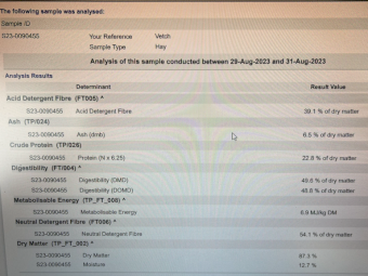 70mt Vetch Hay 620kg 8x4x3 Bales