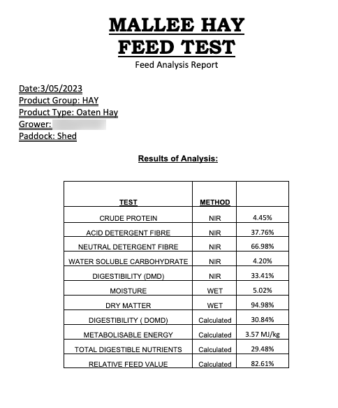 70mt Oaten Hay 500kg 8x4x3 Bales