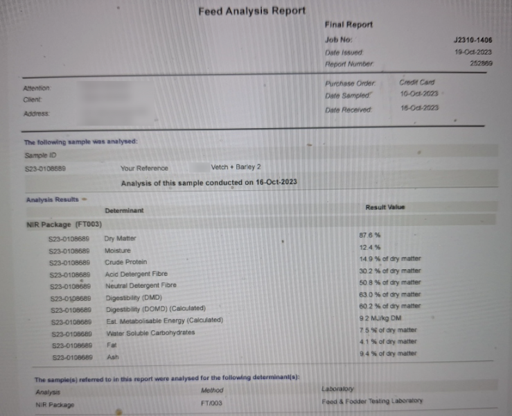 200mt Vetch Barley Hay 600kg 8x4x3 Bales (New Season 23/24)