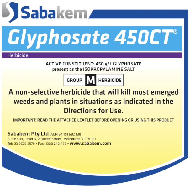 **Discounted Stock** Sabakem Glyphosate 450CT - 1000L Shuttles