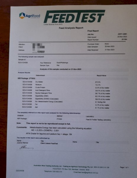 820mt Pasture Hay 8x4x3 Large Square Bales