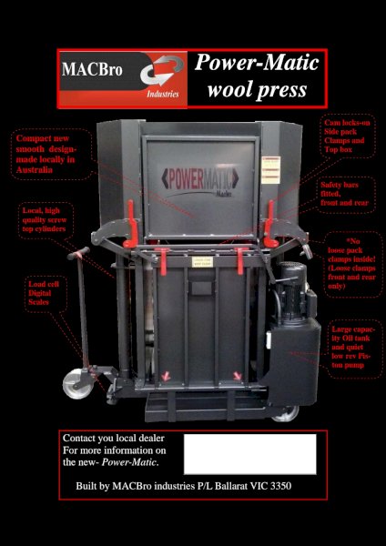 *PROMO PRICE* New Macbro Power Matic Wool Press