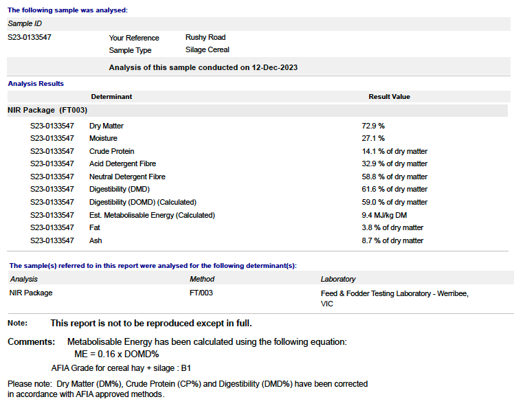130 x Vetch / Barley / Ryegrass Silage