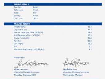 Vetch Hay 23/24 season
