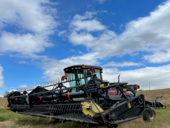 2012 MacDon 155 Windrower with 30ft Front and 35ft Trailer