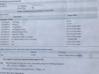 100mt Vetch Hay 500kg 8x4x3 Bales