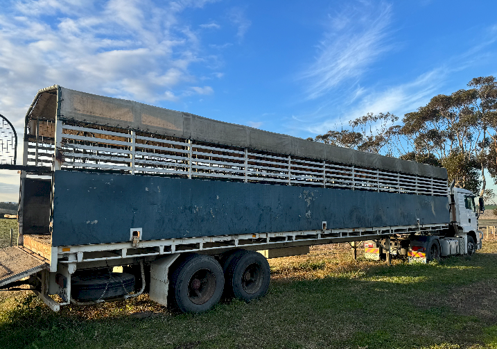 1972 White McGrath Trailer with Animal Carrier Stock Crate