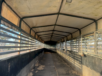 1972 White McGrath Trailer with Animal Carrier Stock Crate