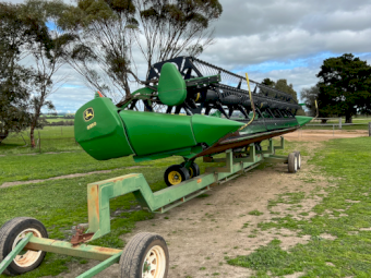 John Deere 9670 Header and a 635D Front