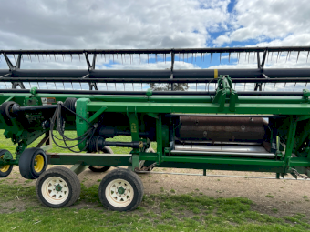 John Deere 9670 Header and a 635D Front
