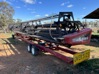 2011 Case IH 8120 4WD Header with 2152 40' Front on Trailer