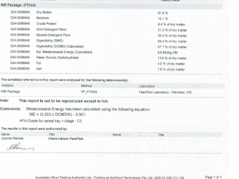 150MT Oaten Hay 8X4X3 Large Square Bales.