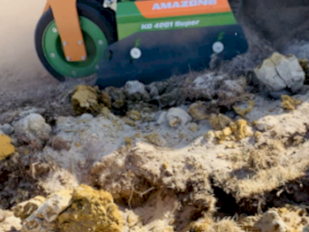 2020 Amazon KG 4001 Power Cultivator with Amazone 500H Green Drill.