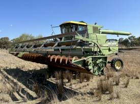 1985 John Deere 8820 Header with 30ft Front and Comb Trailer