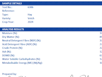 300mt Vetch Hay 600-630kg 8x4x3 Bales