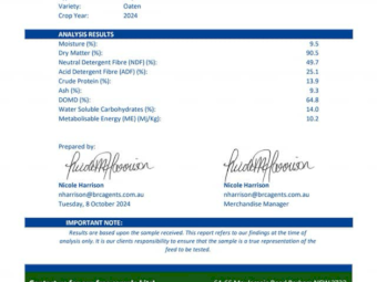 250mt Oaten Hay 400-450kg 5x4 Rolls (New Season 24/25)