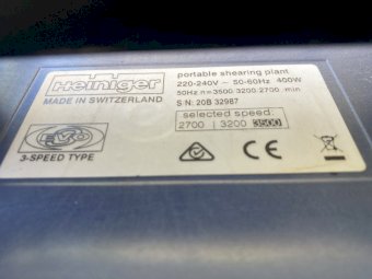 Heiniger Evo shearing plant with bracket and down tube