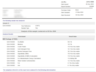 100mt Lentil Hay 650kg 8x4x3 Bales