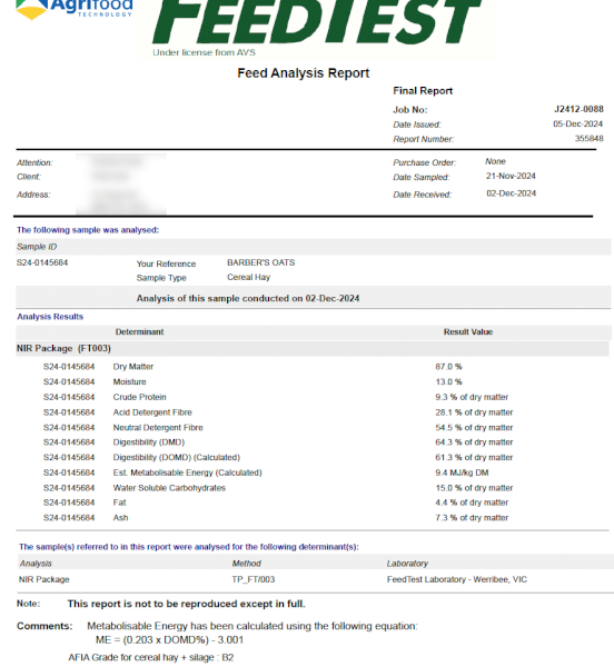 300mt Oaten Hay 600-650kg 8x4x3 Bales