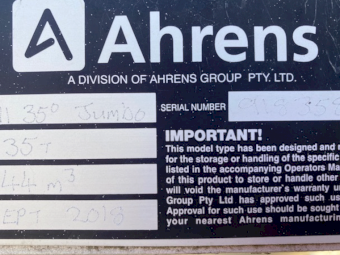 2018 Ahrens 1511 Jumbo PTO Field Bin