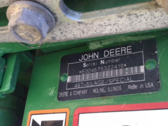 2007 John Deere 467 Silage Special Round Baler