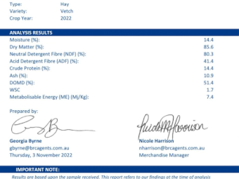 90MT Vetch Hay 8X4X3 Large Square Bales
