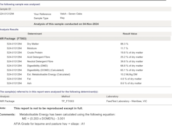 120mt Vetch Hay 650kg 8x4x3 Bales