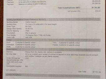 New Totalspan 2 car Gable Carport Kit