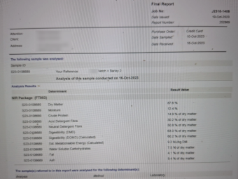 80mt Vetch Barley Hay 600kg 8x4x3 Bales
