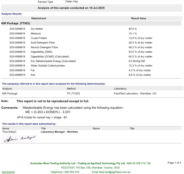 20MT Oaten Hay 8X4X3 Large Square Bales