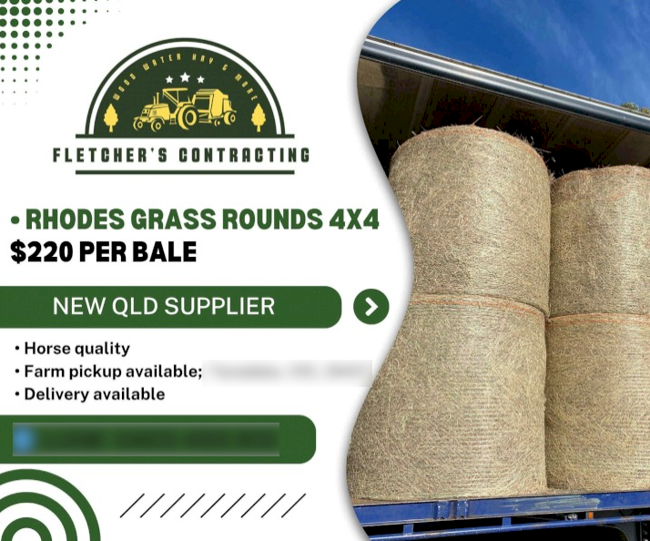 Rhodes Grass Hay Round Bales no gst so $220 a bale
