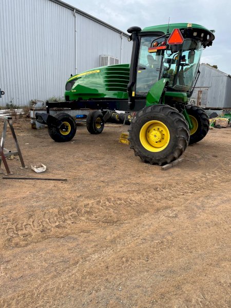 2019 John Deere W170 Windrower With 2023 John Deere 1440D Front