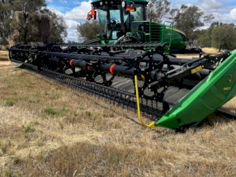 2019 John Deere W170 Windrower With 2023 John Deere 1440D Front