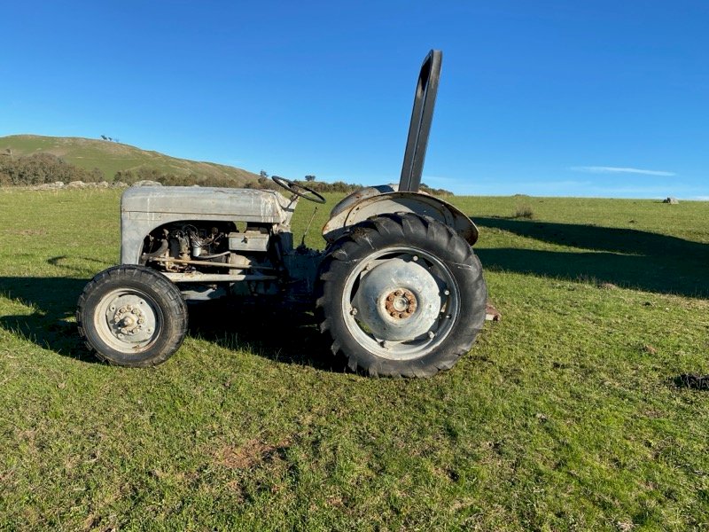Massey Ferguson Grey Tractor with Post Hole Digger And Belt Pulley