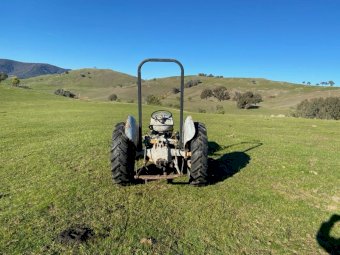 Massey Ferguson Grey Tractor with Post Hole Digger And Belt Pulley
