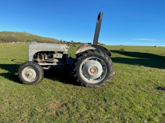 Massey Ferguson Grey Tractor with Post Hole Digger And Belt Pulley