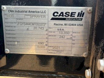 2021 Case Patriot 4430 Aim Command Sprayer