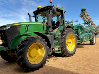 2013 John Deere 7230R Tractor and Goldacres 6536 Boomspray