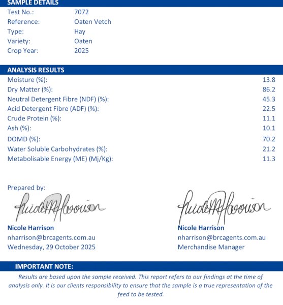 120m/t 25' Season Oaten Hay