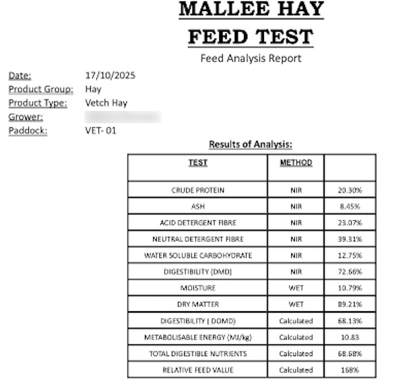 150mt Vetch Hay 600-650kg 8x4x3
