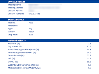 250mt Vetch Hay 650kg 8x4x3 Bales