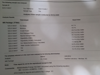 80mt Vetch Hay 640-650kg 8x4x3 Bales