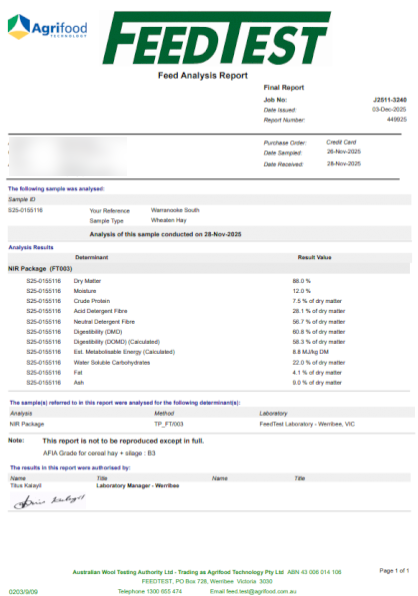 500mt Wheaten Hay 700kg 8x4x3 Bales