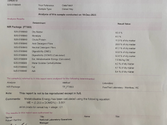 180 X Oaten Vetch 5X4 Round Bales