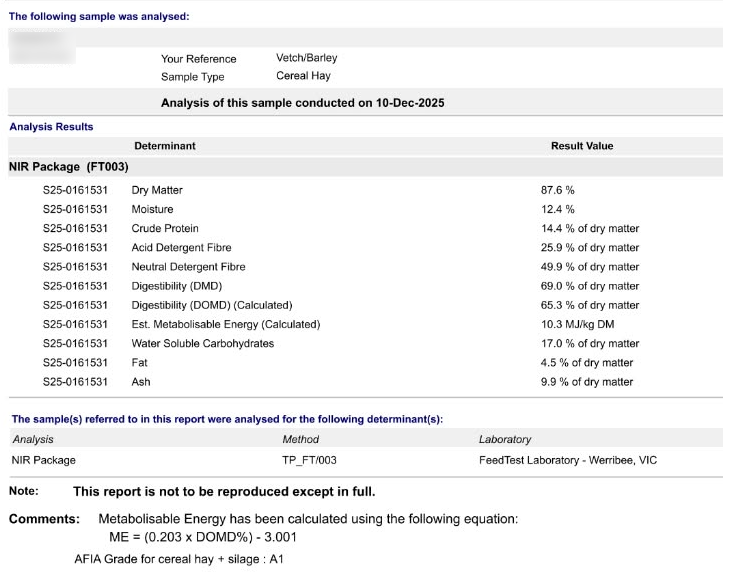 130-140 Vetch Wheat Barley Mixed Hay 8x4x3 Bales