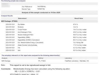 130-140 Vetch Wheat Barley Mixed Hay 8x4x3 Bales