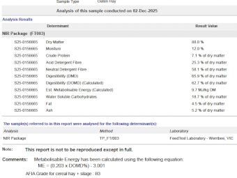 90mt Oaten Hay 480kg 8x4x3 Bales