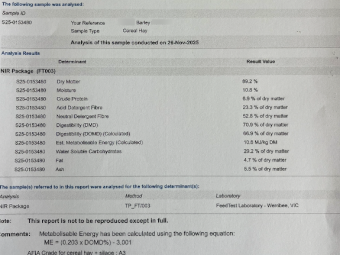260mt Barley Hay 650-680kg 8x4x3 Bales
