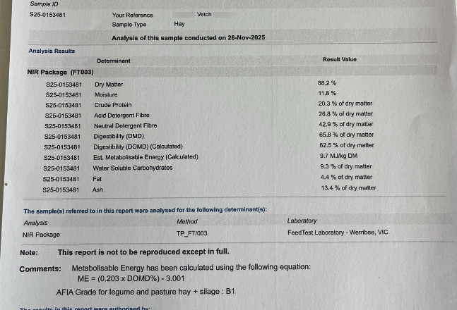 375mt Vetch Hay 650-700kg 8x4x3 Bales