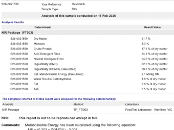 200mt Vetch Hay 620kg 8x4x3 Bales